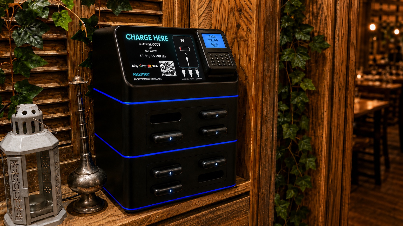 PocketVolt station installed at Basta in Mayfair